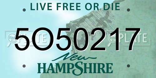 5O50217 New Hampshire License Plate