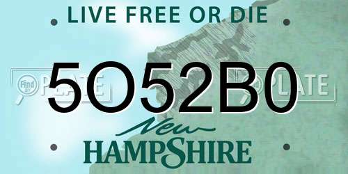 5O52B0 New Hampshire License Plate