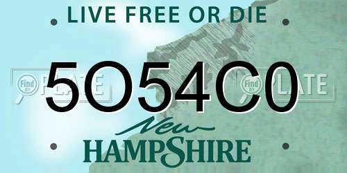 5O54C0 New Hampshire License Plate