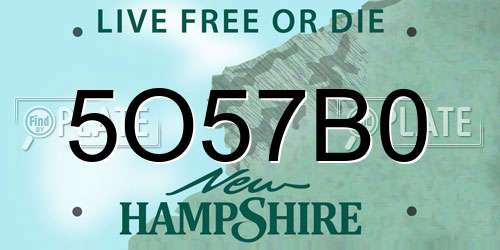 5O57B0 New Hampshire License Plate