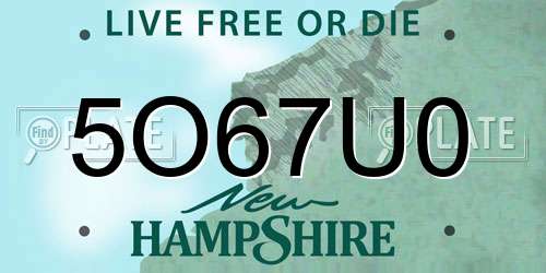5O67U0 New Hampshire License Plate