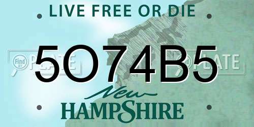 5O74B5 New Hampshire License Plate