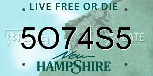 5O74S5 New Hampshire License Plate