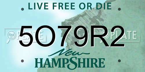 5O79R2 New Hampshire License Plate