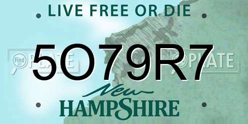 5O79R7 New Hampshire License Plate