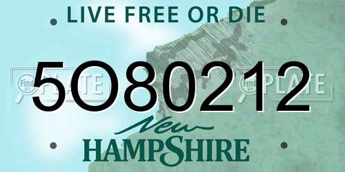 5O80212 New Hampshire License Plate