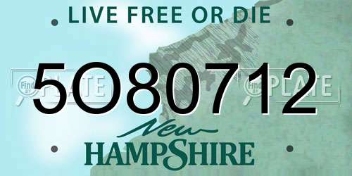 5O80712 New Hampshire License Plate