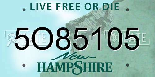 5O85105 New Hampshire License Plate
