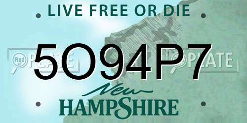 5O94P7 New Hampshire License Plate