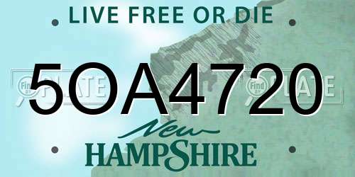 5OA4720 New Hampshire License Plate