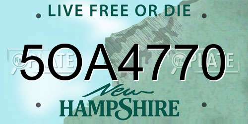 5OA4770 New Hampshire License Plate