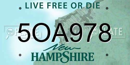 5OA978 New Hampshire License Plate