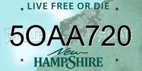 5OAA720 New Hampshire License Plate