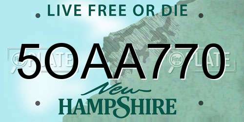5OAA770 New Hampshire License Plate