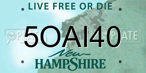 5OAI40 New Hampshire License Plate