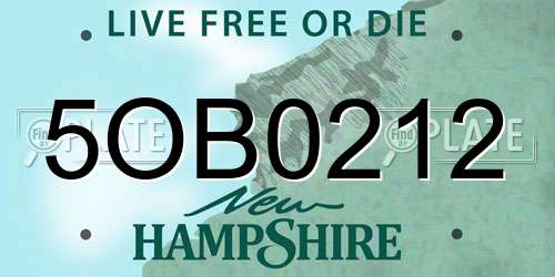 5OB0212 New Hampshire License Plate