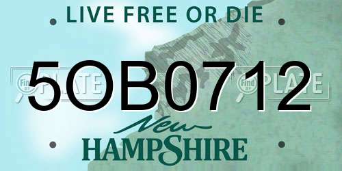 5OB0712 New Hampshire License Plate