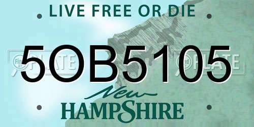 5OB5105 New Hampshire License Plate