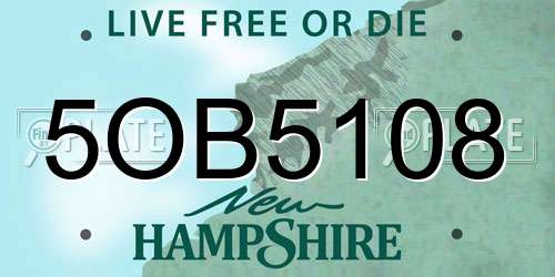 5OB5108 New Hampshire License Plate