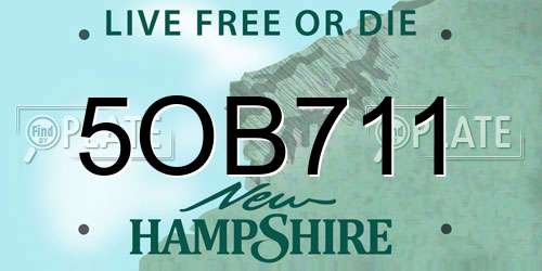 5OB711 New Hampshire License Plate