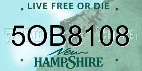 5OB8108 New Hampshire License Plate