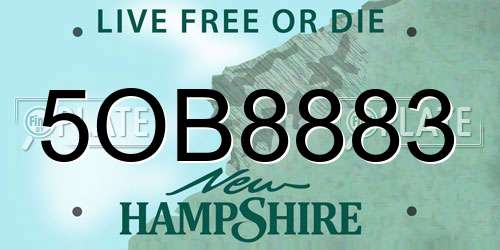 5OB8883 New Hampshire License Plate