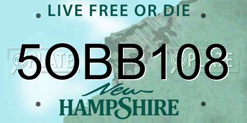 5OBB108 New Hampshire License Plate