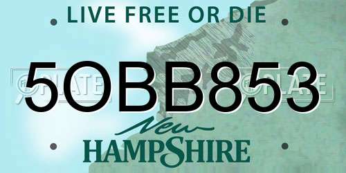 5OBB853 New Hampshire License Plate