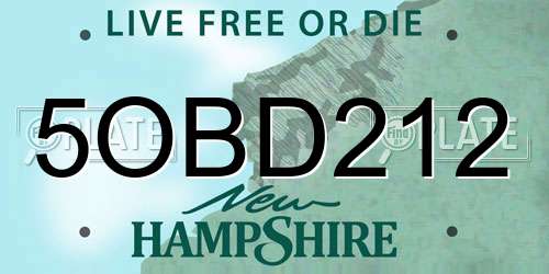 5OBD212 New Hampshire License Plate