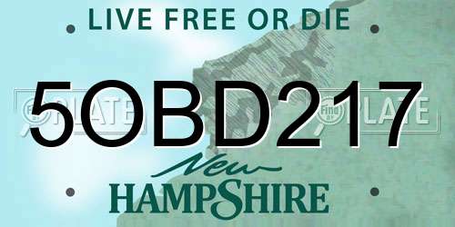 5OBD217 New Hampshire License Plate