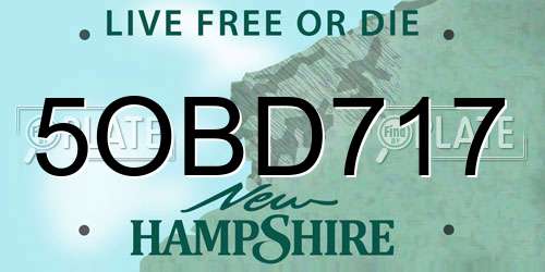 5OBD717 New Hampshire License Plate