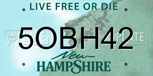 5OBH42 New Hampshire License Plate