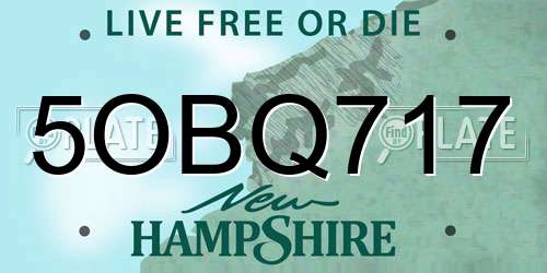 5OBQ717 New Hampshire License Plate