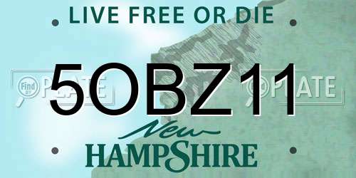 5OBZ11 New Hampshire License Plate