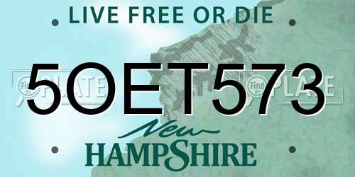 5OET573 New Hampshire License Plate