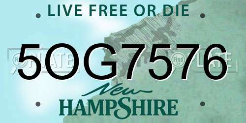 5OG7576 New Hampshire License Plate