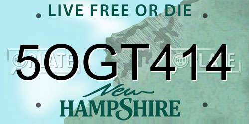 5OGT414 New Hampshire License Plate
