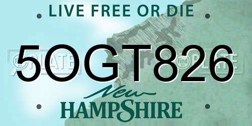 5OGT826 New Hampshire License Plate