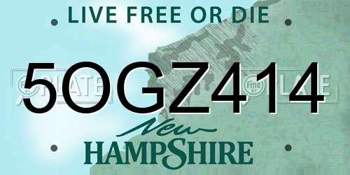 5OGZ414 New Hampshire License Plate