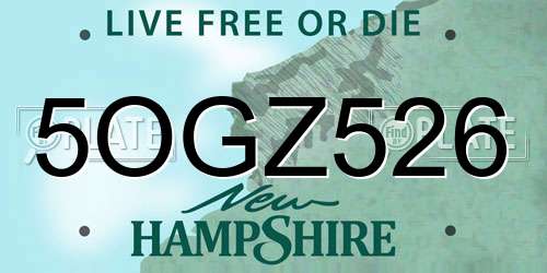 5OGZ526 New Hampshire License Plate