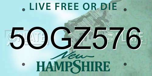 5OGZ576 New Hampshire License Plate
