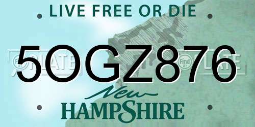 5OGZ876 New Hampshire License Plate