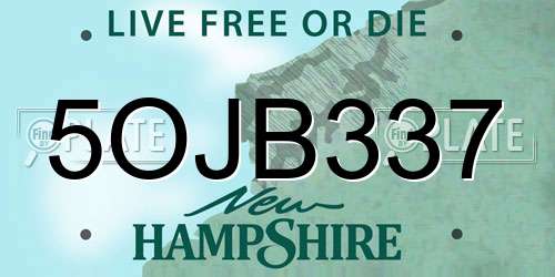 5OJB337 New Hampshire License Plate