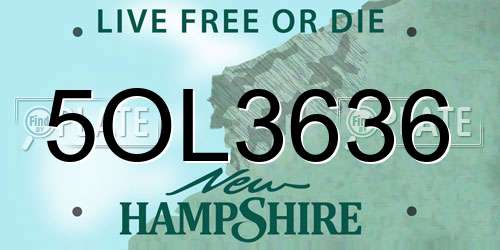 5OL3636 New Hampshire License Plate