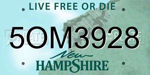5OM3928 New Hampshire License Plate