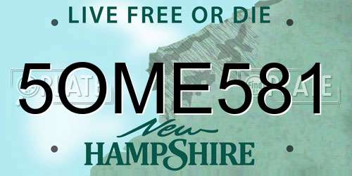 5OME581 New Hampshire License Plate