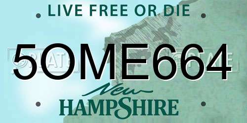 5OME664 New Hampshire License Plate
