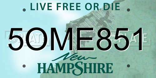 5OME851 New Hampshire License Plate