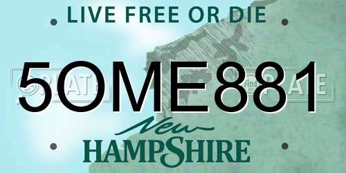 5OME881 New Hampshire License Plate