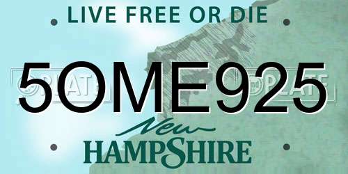 5OME925 New Hampshire License Plate